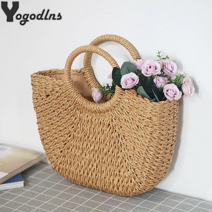 Summer Handmade Straw Bag Women Beach Totes