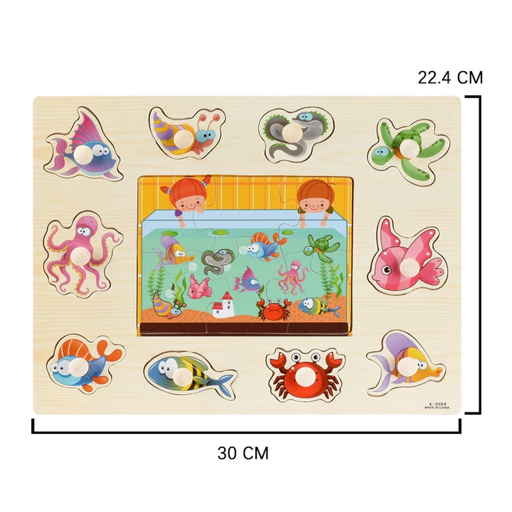 Montessori Wooden Puzzles Educational Toys Animals Fruits 3D