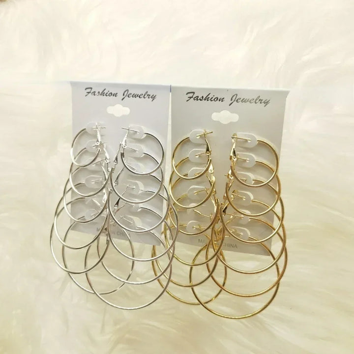 6Pairs Hoop Earrings Set