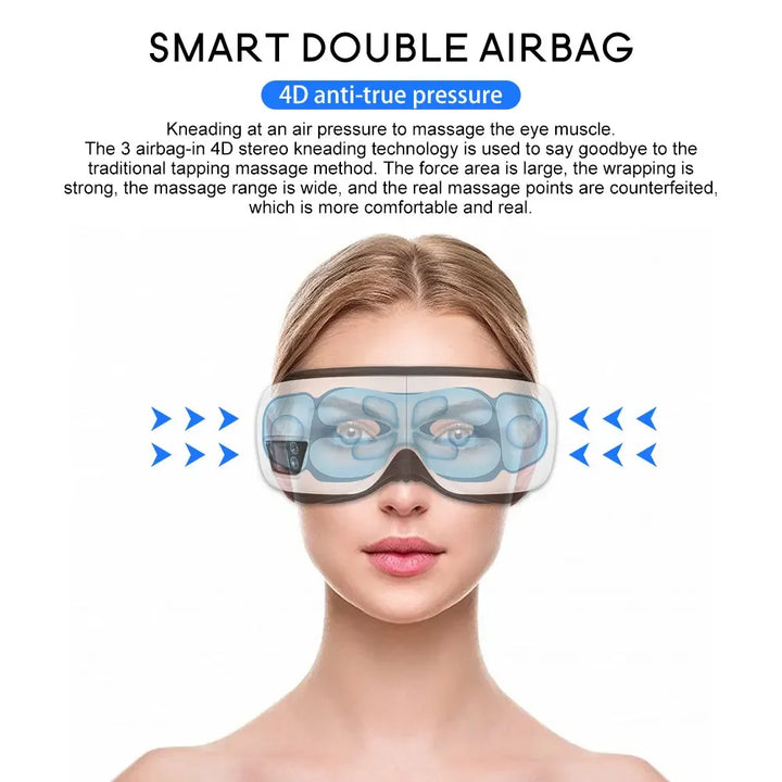 Eye Massager 6D Smart Airbag Vibration Bluetooth Hot Compress