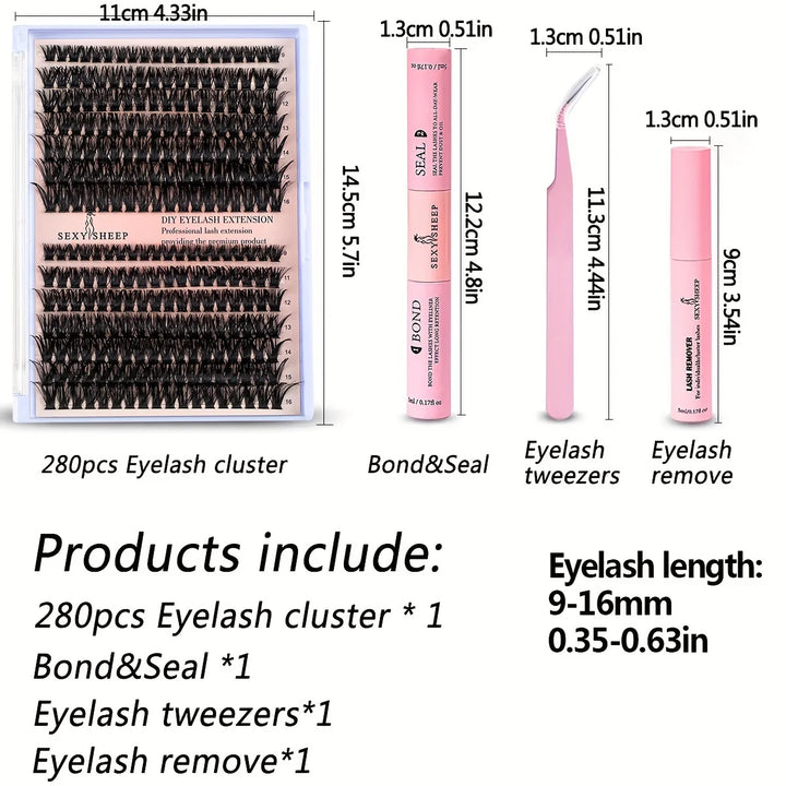 Lash Extension Kit: 280 pcs Individual Clusters