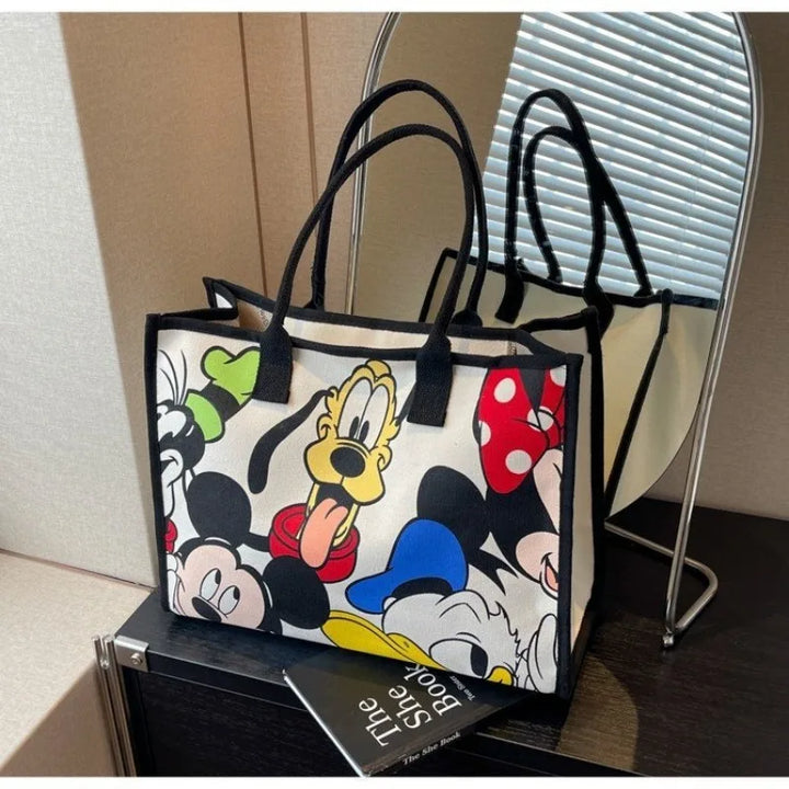 Disney Mickey Cartoon Canvas Shoulder Tote Bag Women's Fashion Mummy Bag