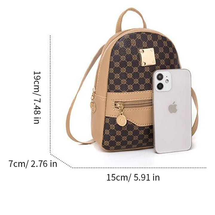 Checkered Pattern Shoulder Backpack Crossbody Bag for Women