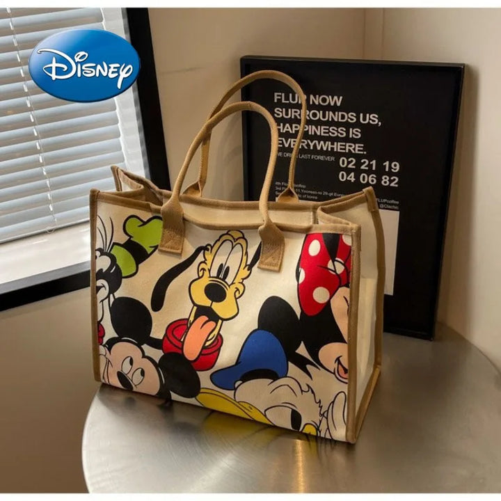 Disney Mickey Cartoon Canvas Shoulder Tote Bag Women's Fashion Mummy Bag