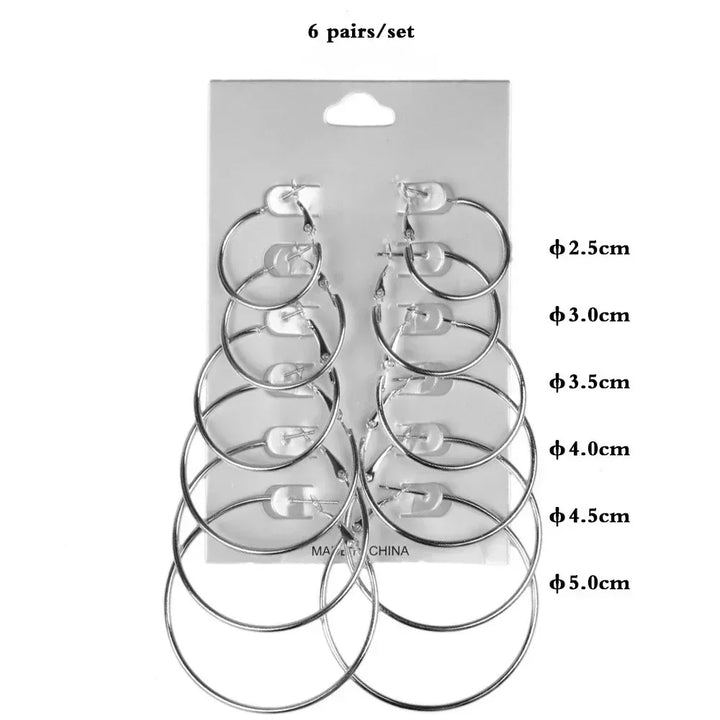 6Pairs Hoop Earrings Set