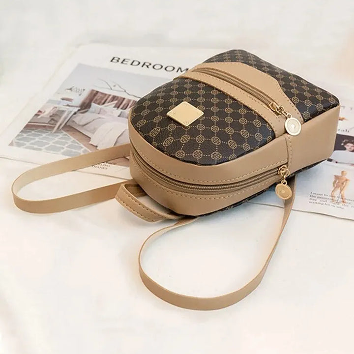 Checkered Pattern Shoulder Backpack Crossbody Bag for Women