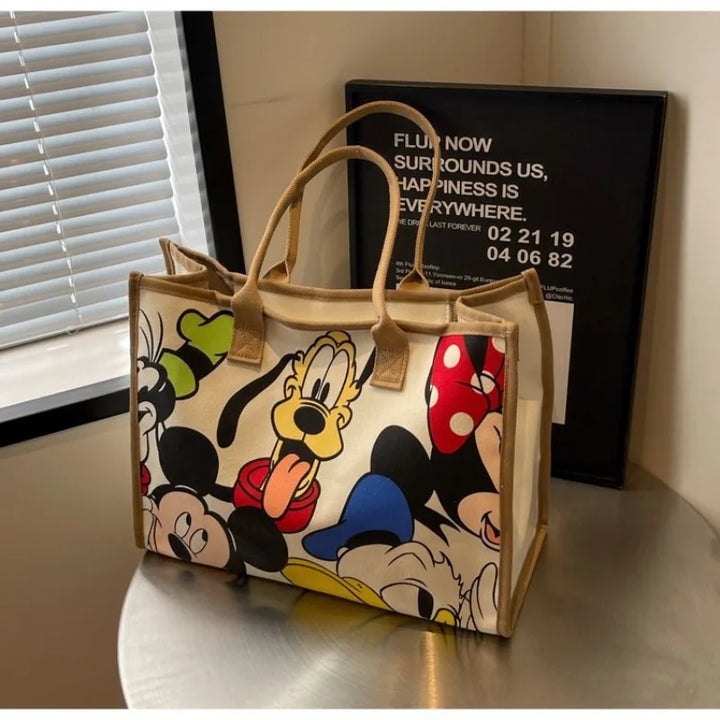 Disney Mickey Cartoon Canvas Shoulder Tote Bag Women's Fashion Mummy Bag