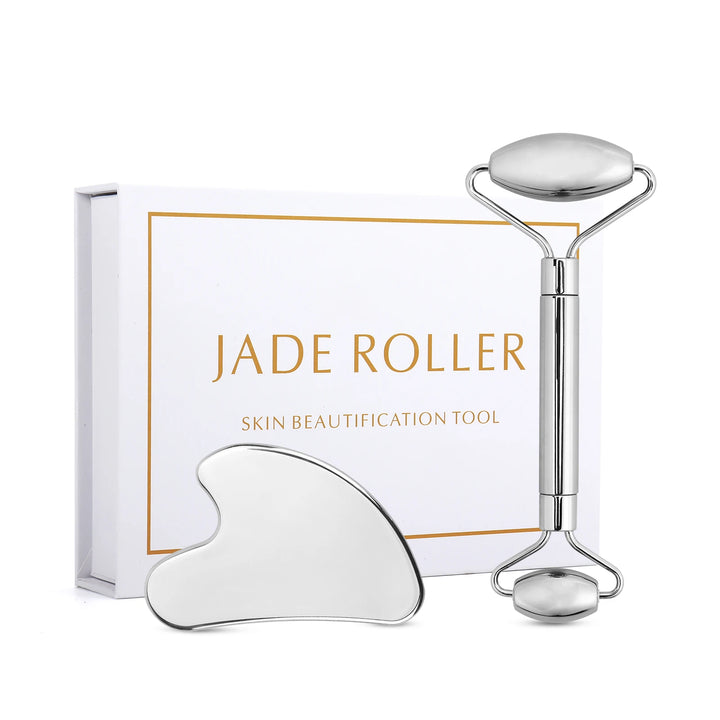 Stainless Steel Gua Sha Facial Jade Roller Set