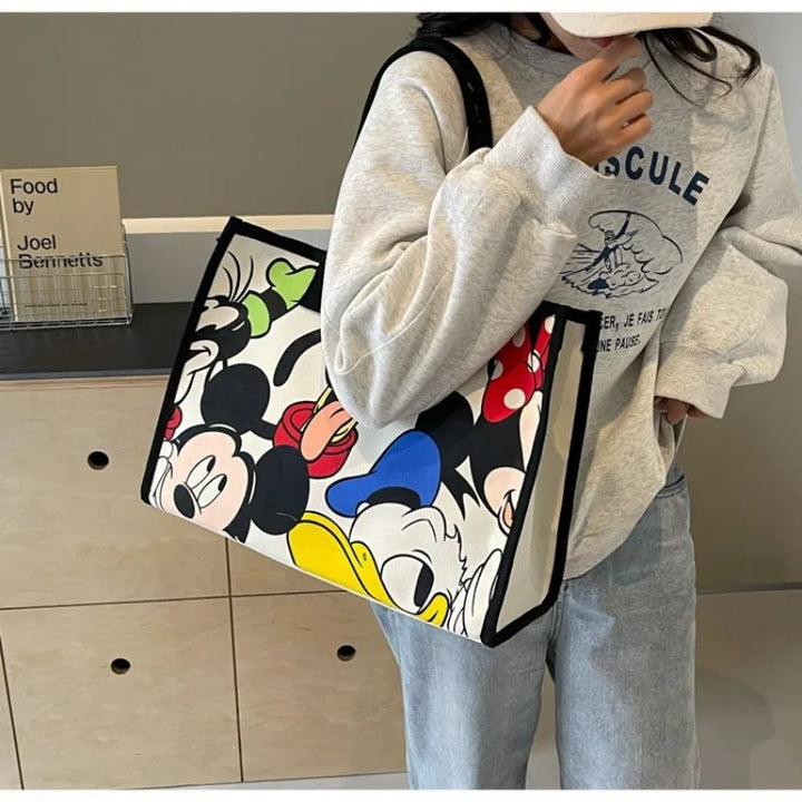 Disney Mickey Cartoon Canvas Shoulder Tote Bag Women's Fashion Mummy Bag