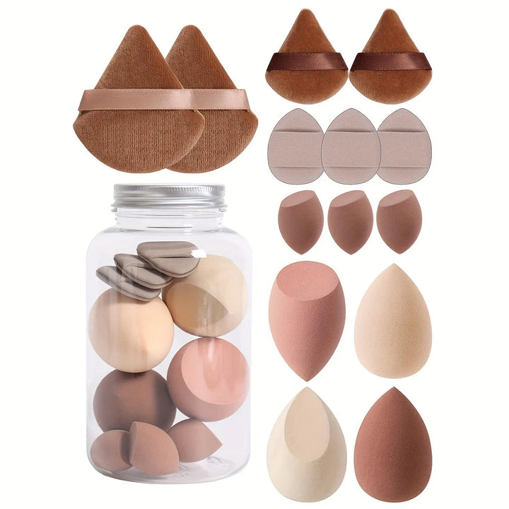 14pc Makeup Sponge Set With Storage Jar