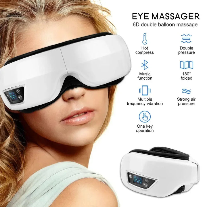 Eye Massager 6D Smart Airbag Vibration Bluetooth Hot Compress