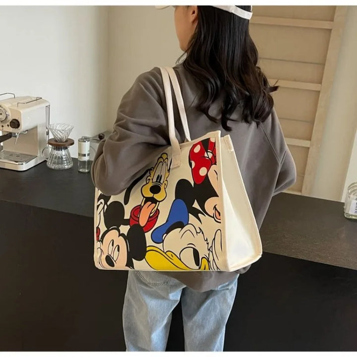 Disney Mickey Cartoon Canvas Shoulder Tote Bag Women's Fashion Mummy Bag